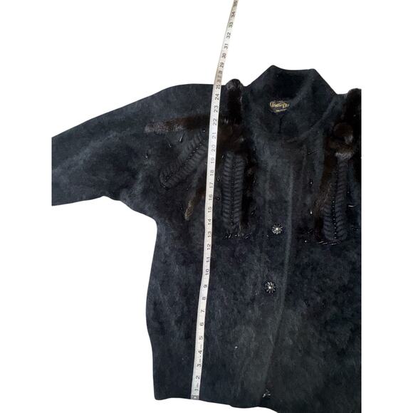 Vintage Christine Phillipe Angora Button-Up Jacket | Faux Fur | Braid Detail | M - Picture 10 of 13